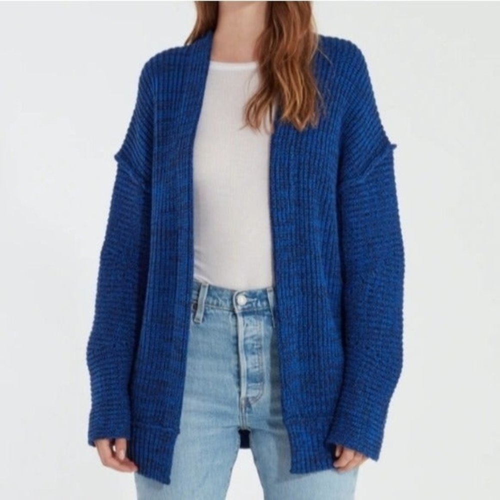 Free People Nightingale Cardi Sapphire Blue Oversized Cardigan M